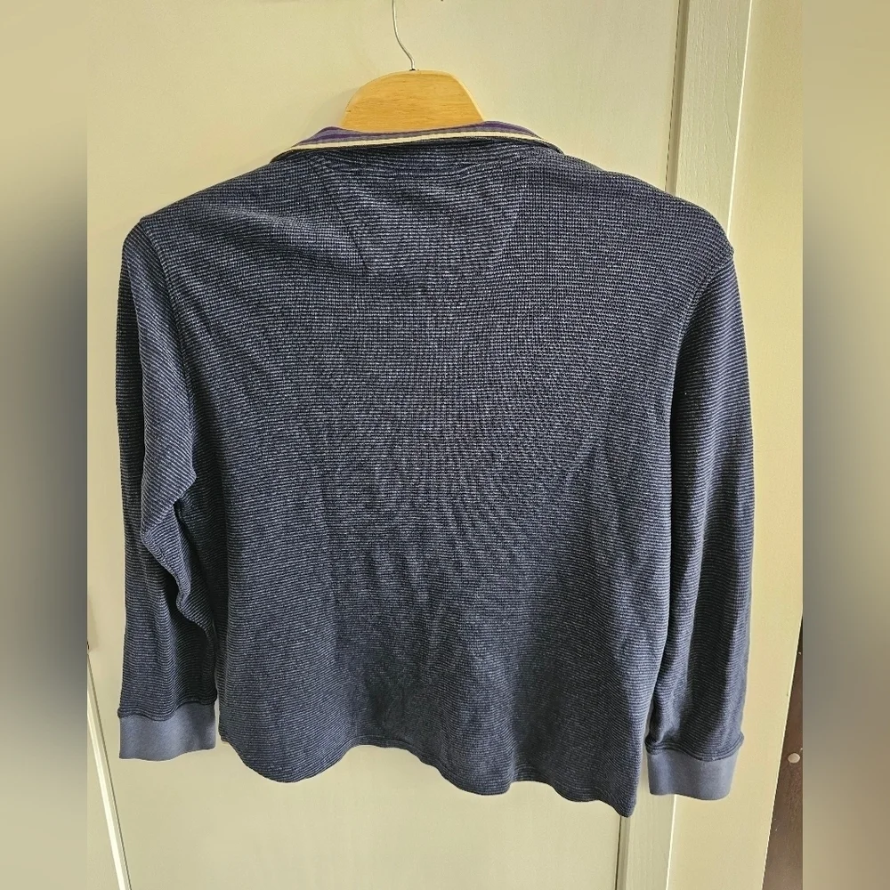 Robert Graham Navy Blue Cotton Sweater Mock Neck 1/4‎ Zip Pinstripe Men’s 2XL